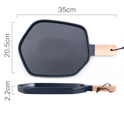 Nordic Ceramic Plate With Wooden Handle