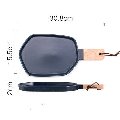Nordic Ceramic Plate With Wooden Handle