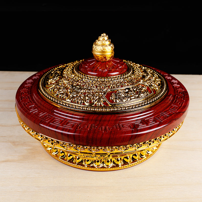 Tibetan Eight Auspicious Symbols Ceramic Bowl With Lid