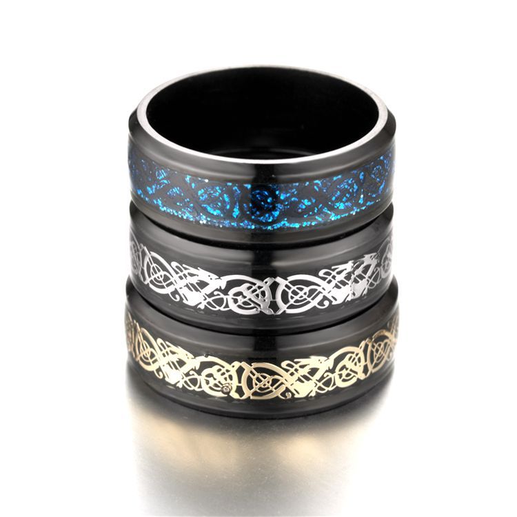Ring mit Drachenmuster für Herren aus Edelstahl