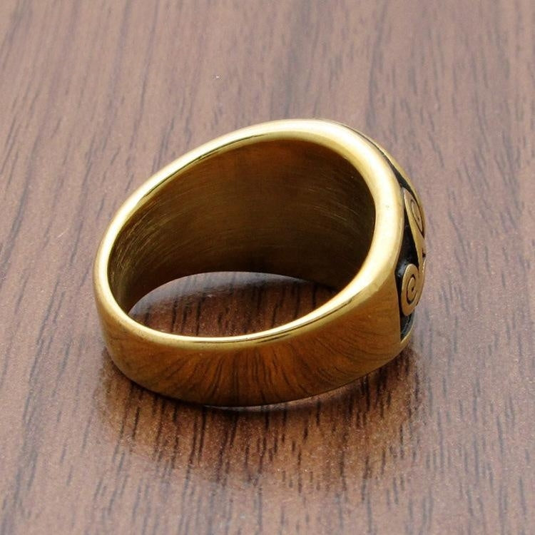 Bague en acier titane pour hommes, ornement en acier inoxydable, tendance, Unique, Totem Viking, bague en or