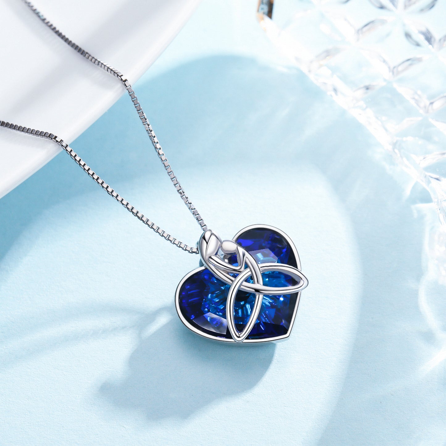 925 Silver Irish Celtic Knot Heart Pendant With Crysta Mother Jewelry