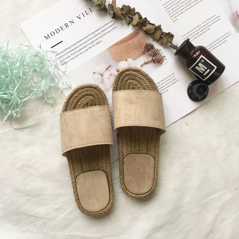 Pantoufles en rotin d'herbe, chaussures de plage