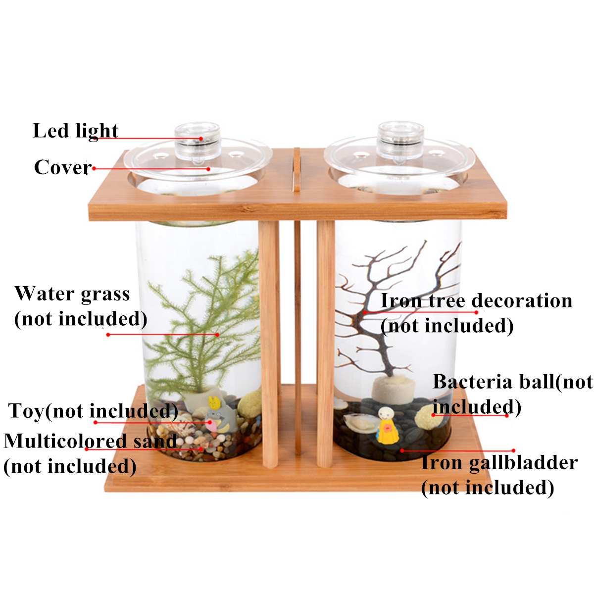 Bamboo Ecological Desktop Mini Fish Tank