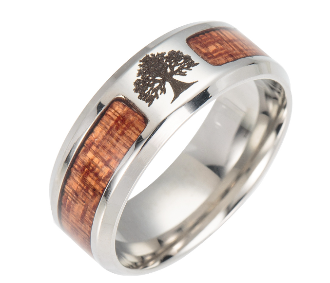 Stainless Steel Tree of Life Ring Cross For Men