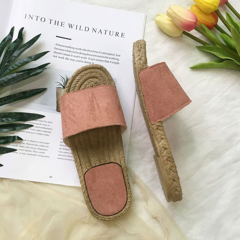 Pantoufles en rotin d'herbe, chaussures de plage