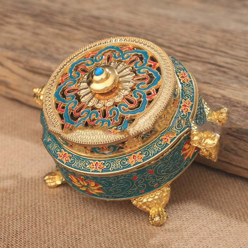 Copper Alloy Painted Tibetan Incense Burner