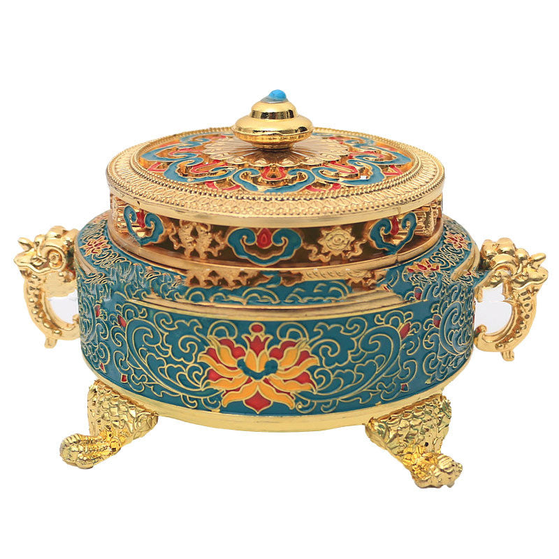 Copper Alloy Painted Tibetan Incense Burner