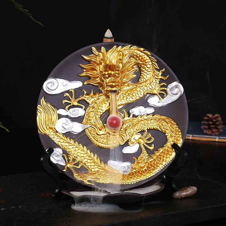 Ceramic Incense Burner Golden Dragon