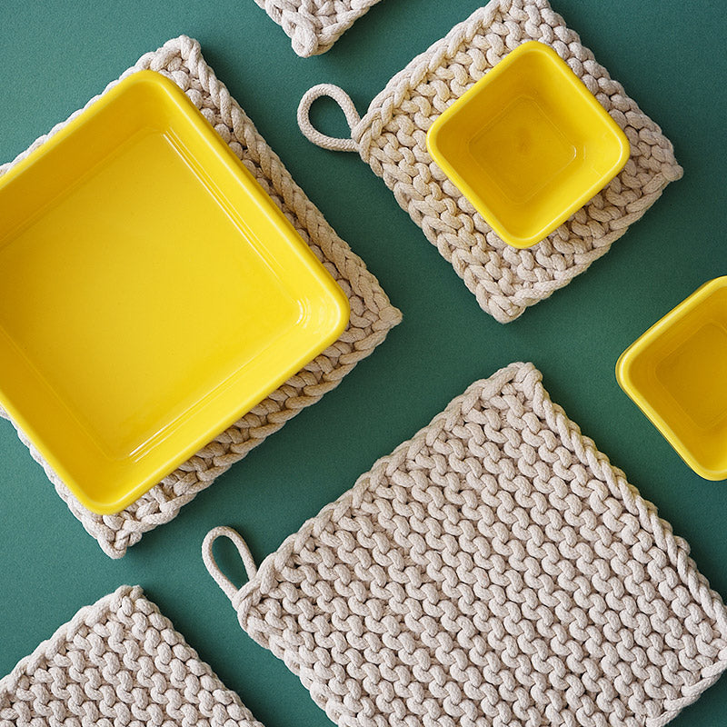 Dessous de verre tissé en pur coton fait à la main