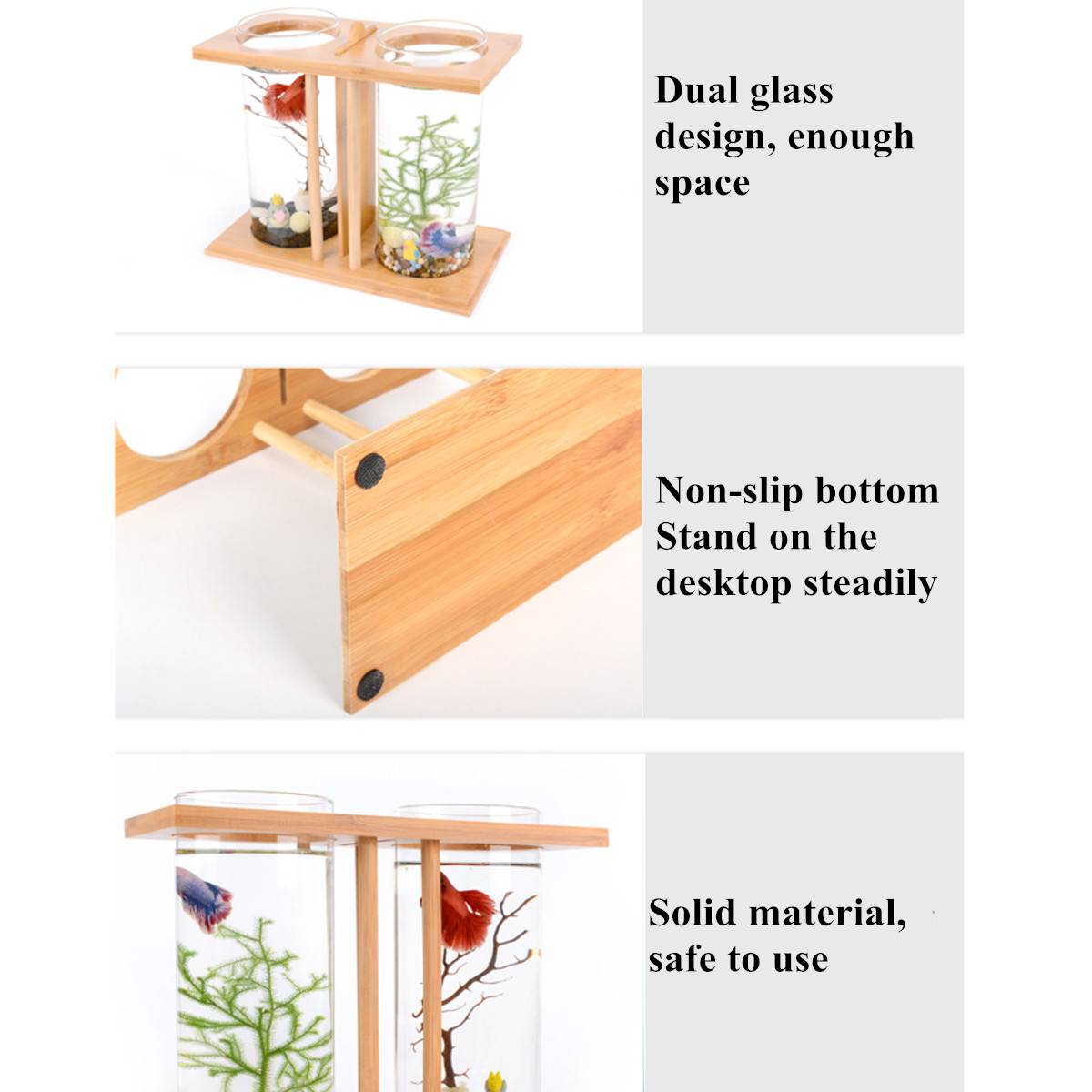Bamboo Ecological Desktop Mini Fish Tank