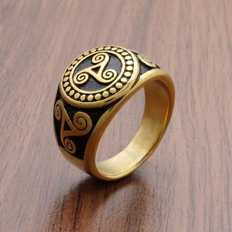 Bague en acier titane pour hommes, ornement en acier inoxydable, tendance, Unique, Totem Viking, bague en or
