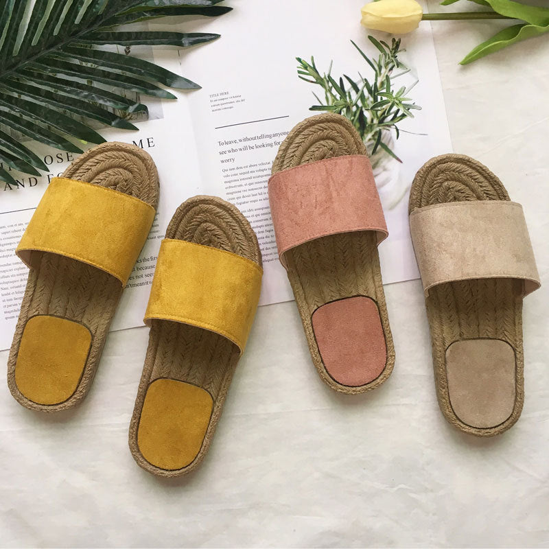 Pantoufles en rotin d'herbe, chaussures de plage