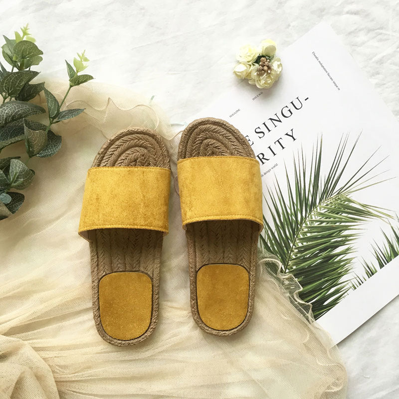 Pantoufles en rotin d'herbe, chaussures de plage