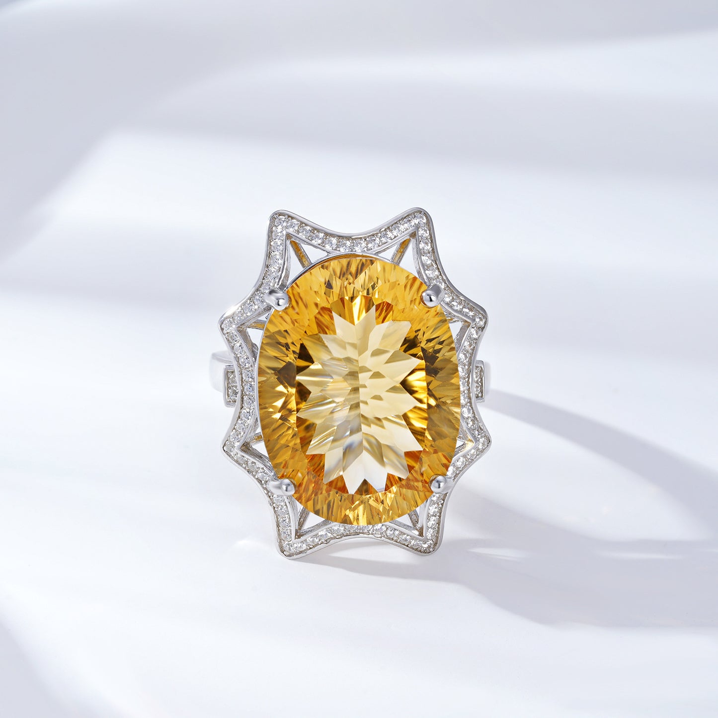 Unique Large Citrine Ring For Women