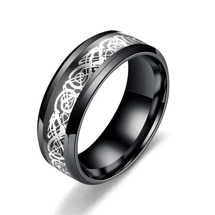 Ring mit Drachenmuster für Herren aus Edelstahl