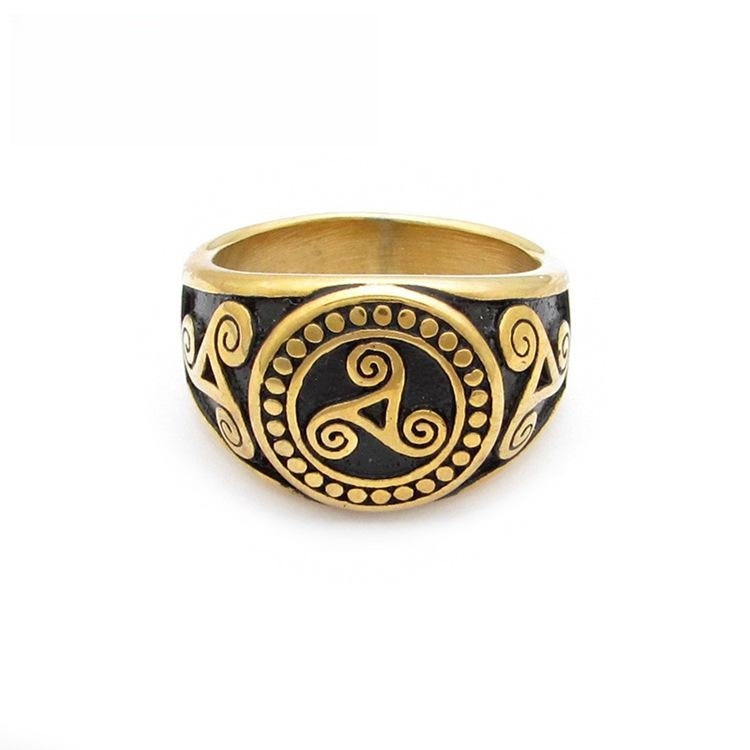 Bague en acier titane pour hommes, ornement en acier inoxydable, tendance, Unique, Totem Viking, bague en or