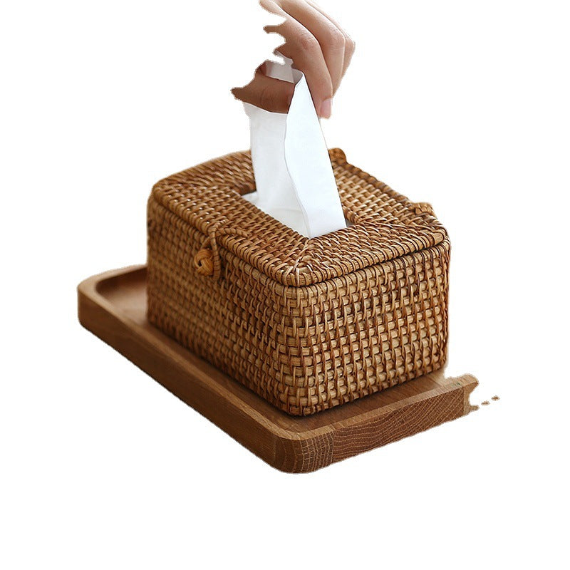 Boîte à mouchoirs en rotin faite à la main
