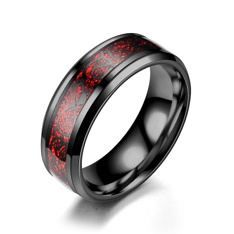 Ring mit Drachenmuster für Herren aus Edelstahl
