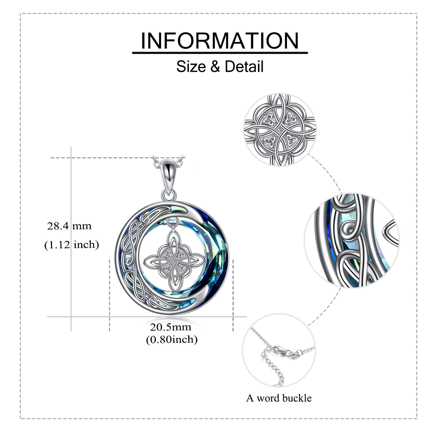 925 Silver Celtic Moon Witch Knot