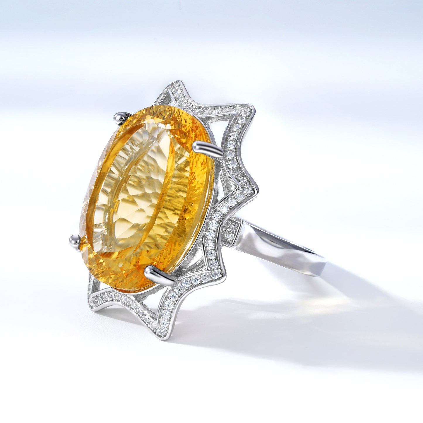 Unique Large Citrine Ring For Women