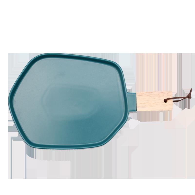 Nordic Ceramic Plate With Wooden Handle