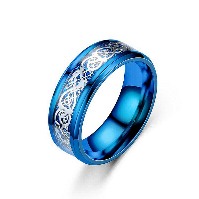 Ring mit Drachenmuster für Herren aus Edelstahl