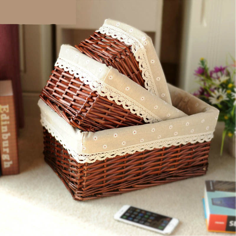 Panier de rangement en rotin et saule