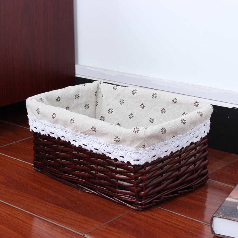 Panier de rangement en rotin et saule