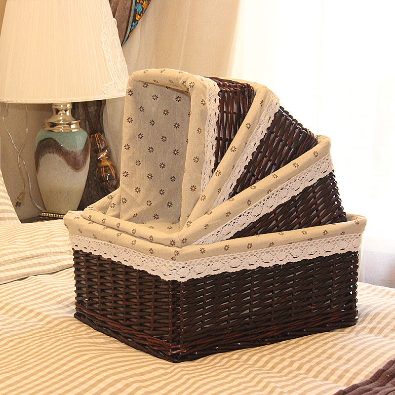 Panier de rangement en rotin et saule