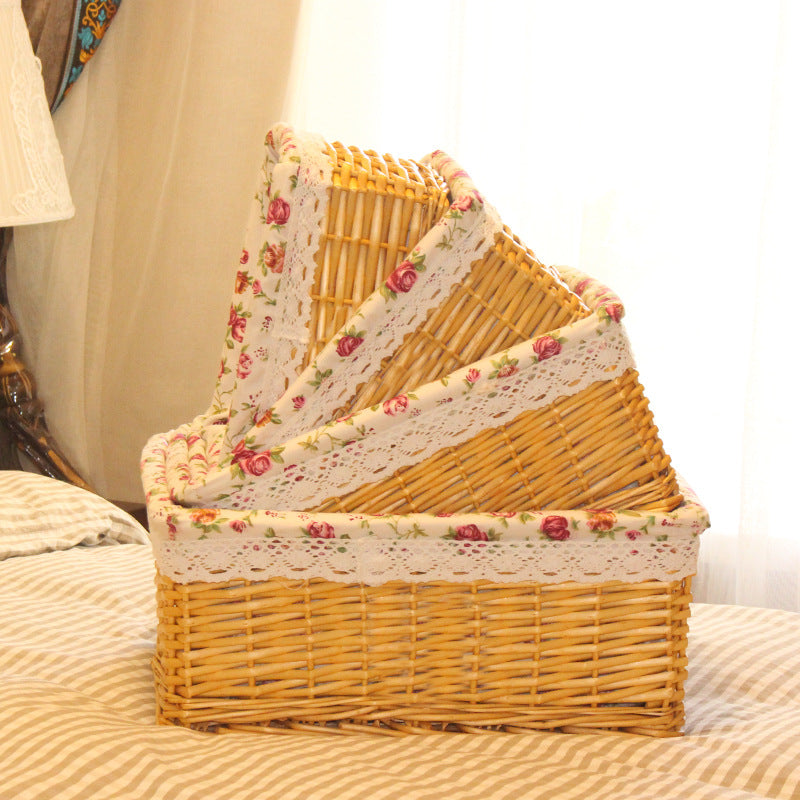Panier de rangement en rotin et saule