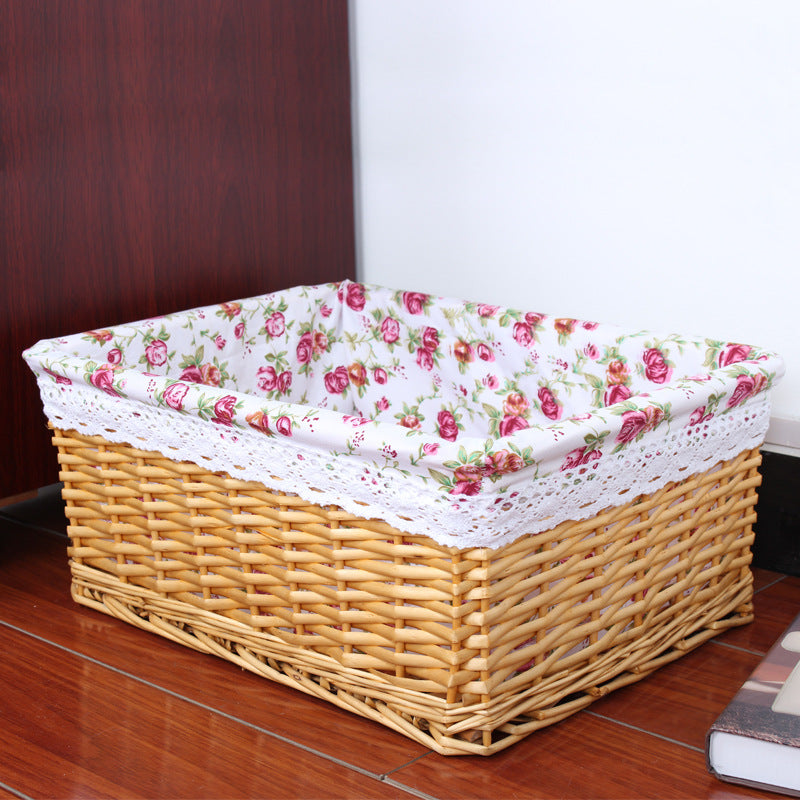 Panier de rangement en rotin et saule