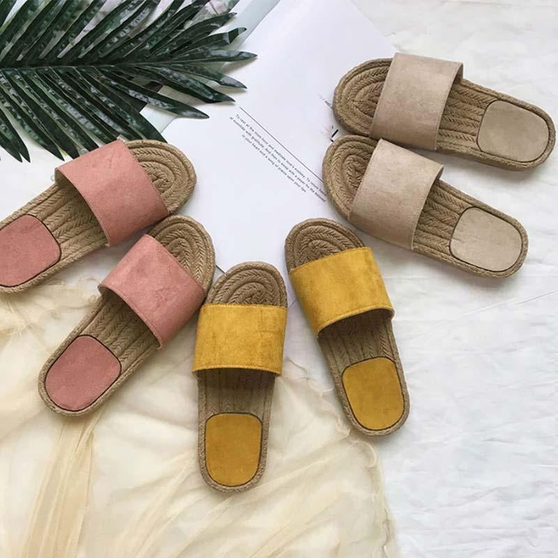 Pantoufles en rotin d'herbe, chaussures de plage