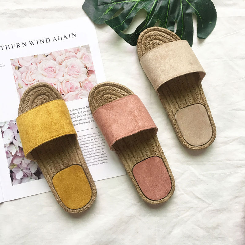 Pantoufles en rotin d'herbe, chaussures de plage