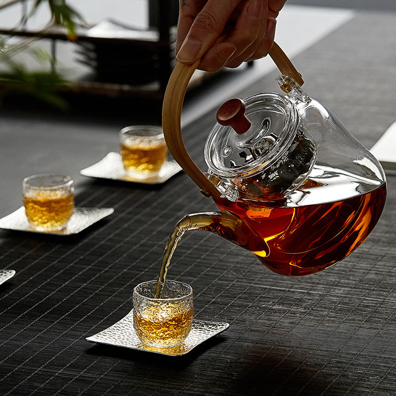 Théière en verre et bambou de style japonais