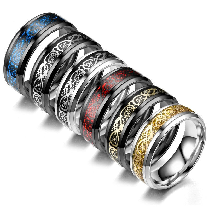 Ring mit Drachenmuster für Herren aus Edelstahl