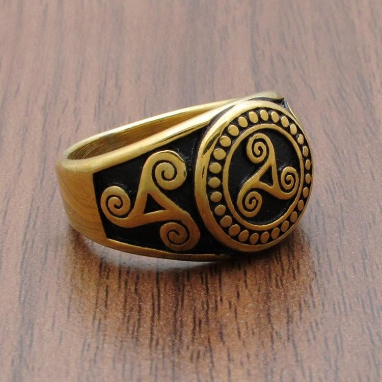 Bague en acier titane pour hommes, ornement en acier inoxydable, tendance, Unique, Totem Viking, bague en or