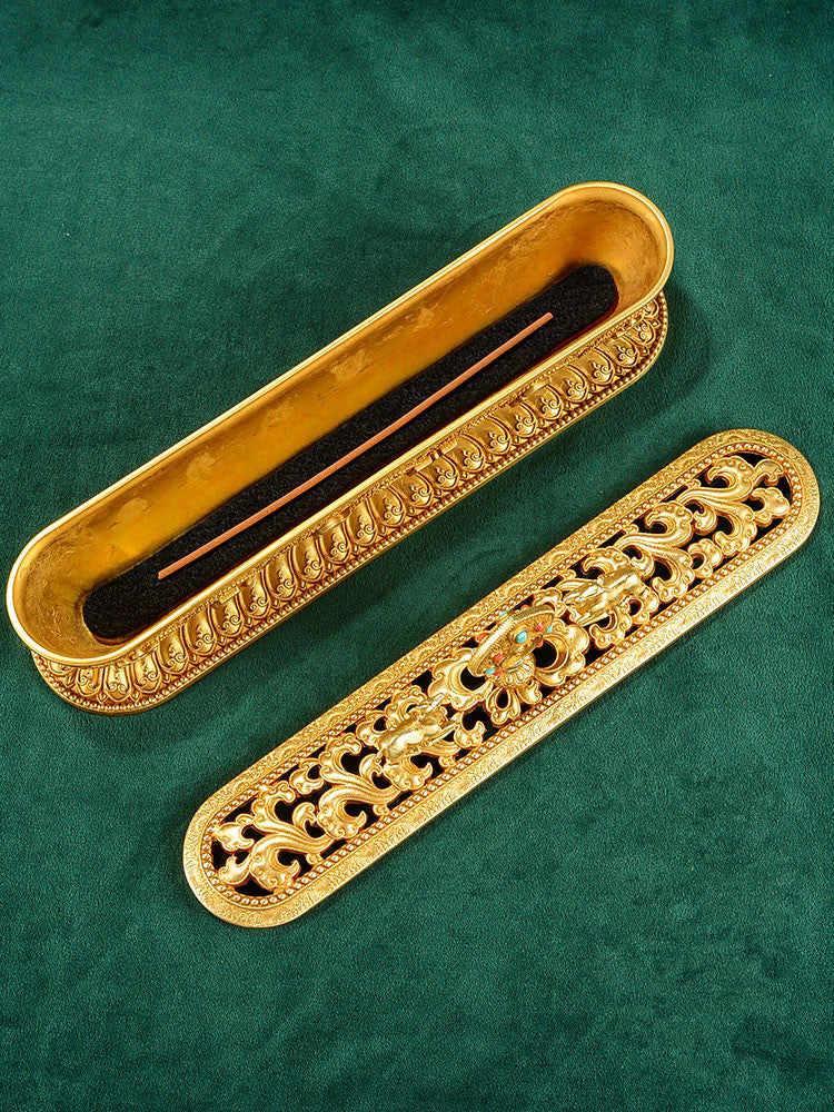 Six-character Mantra Pure Copper Incense Burner Tibetan