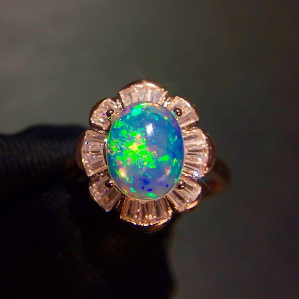 Rare Natural Opal Fire Ring