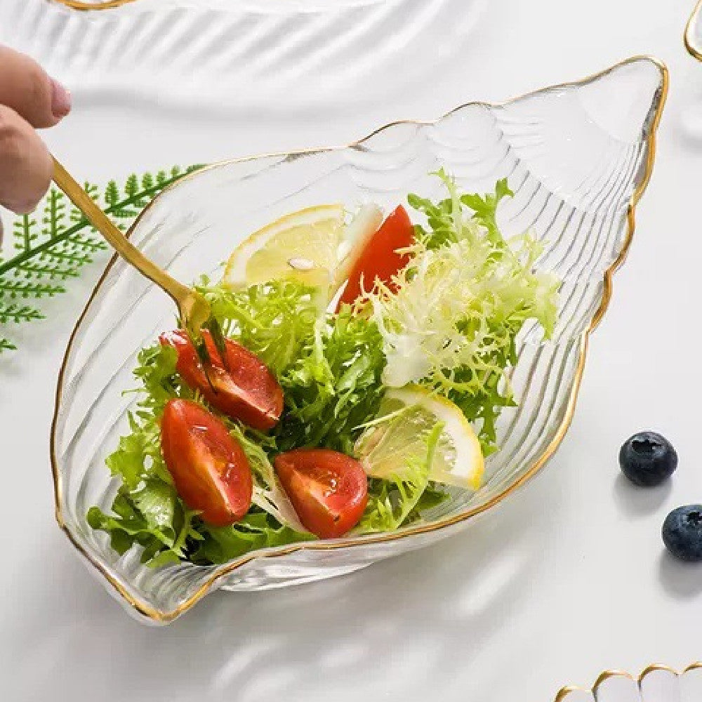 Assiette de vaisselle en verre à bordure dorée