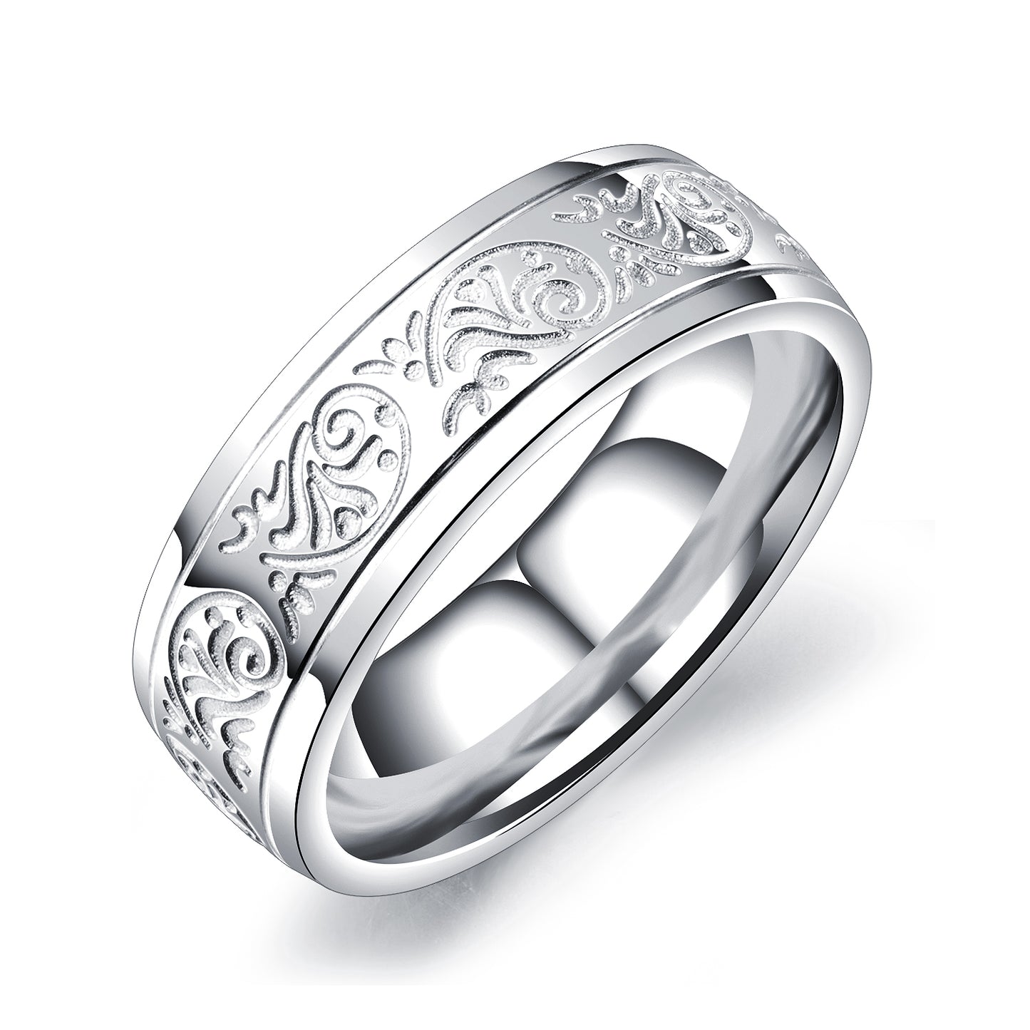 Vintage Pattern Titanium Steel Ring Men