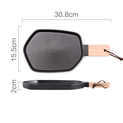 Nordic Ceramic Plate With Wooden Handle