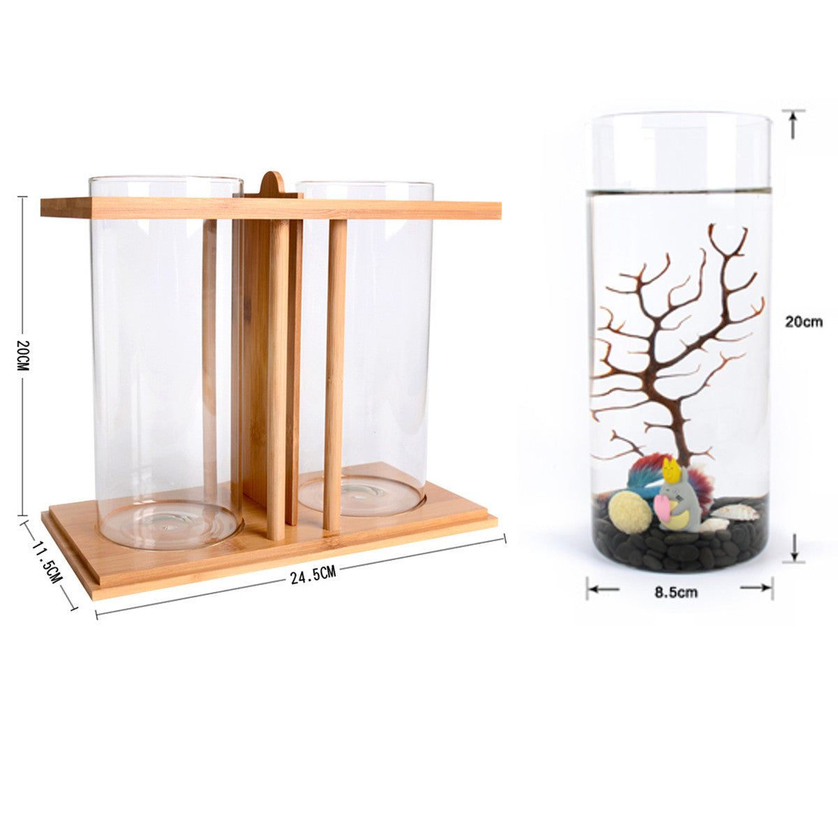 Bamboo Ecological Desktop Mini Fish Tank