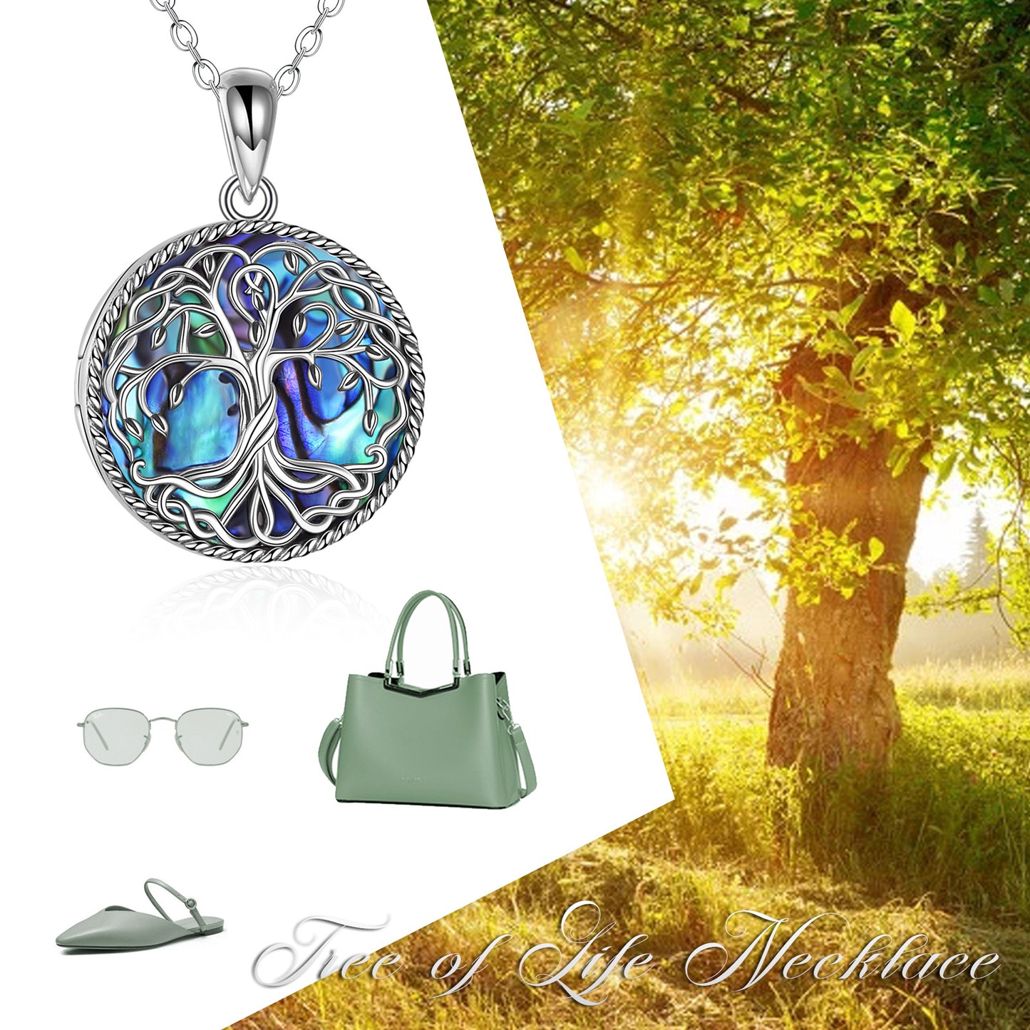 Collier médaillon arbre de vie en argent sterling