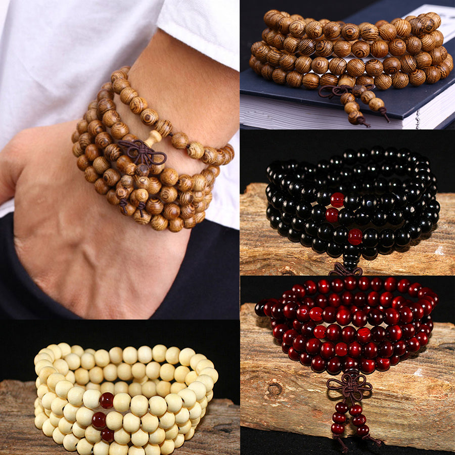 Beaded Knot Black Ebony Mala For Men