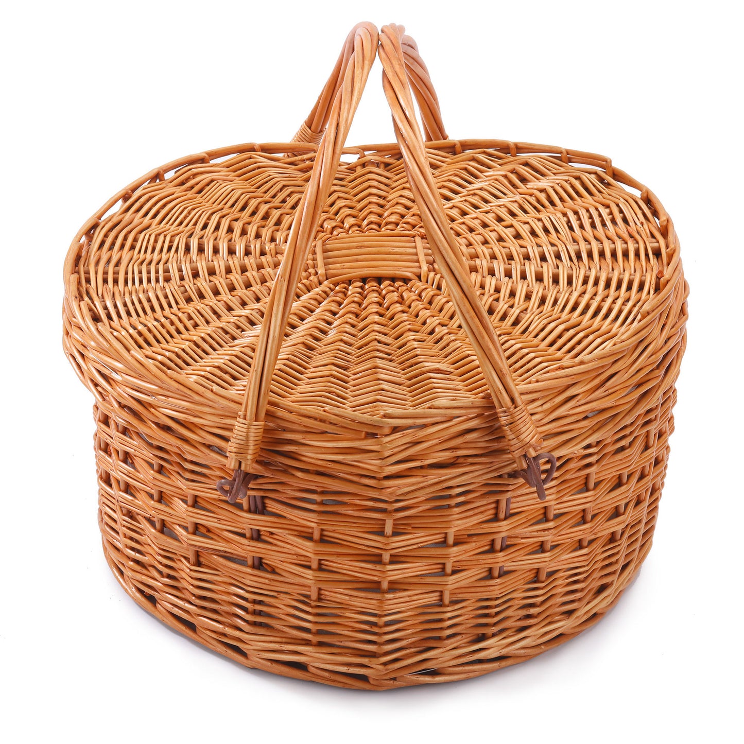 Panier de pique-nique en forme de cœur en rotin pour couverts d'extérieur