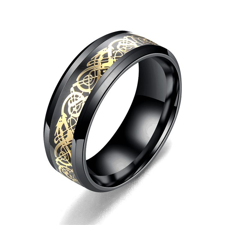 Ring mit Drachenmuster für Herren aus Edelstahl