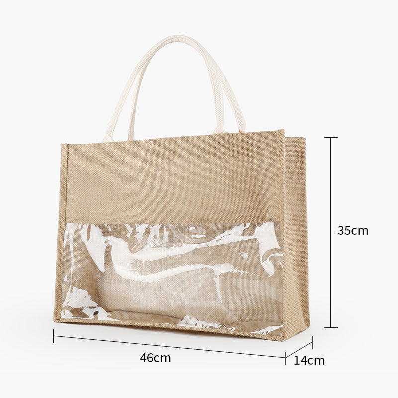 Retro Linen Eco-friendly Transparent Handbag