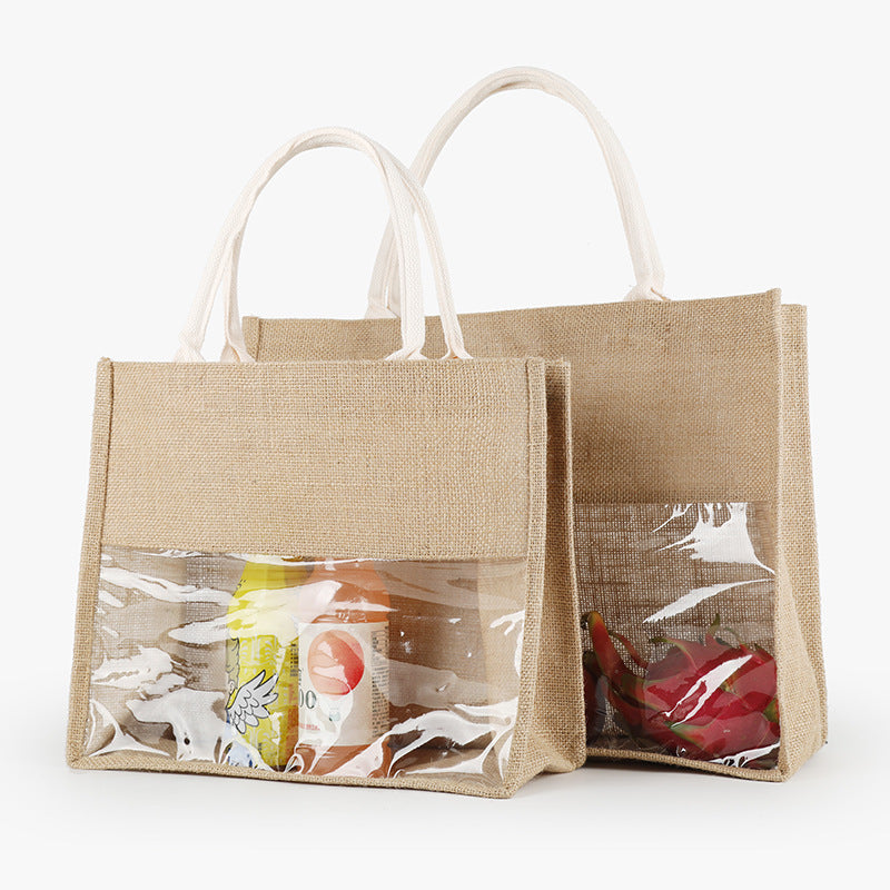 Retro Linen Eco-friendly Transparent Handbag