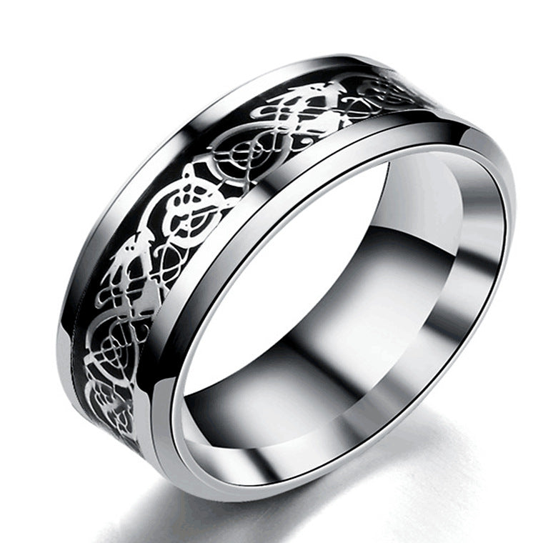 Ring mit Drachenmuster für Herren aus Edelstahl